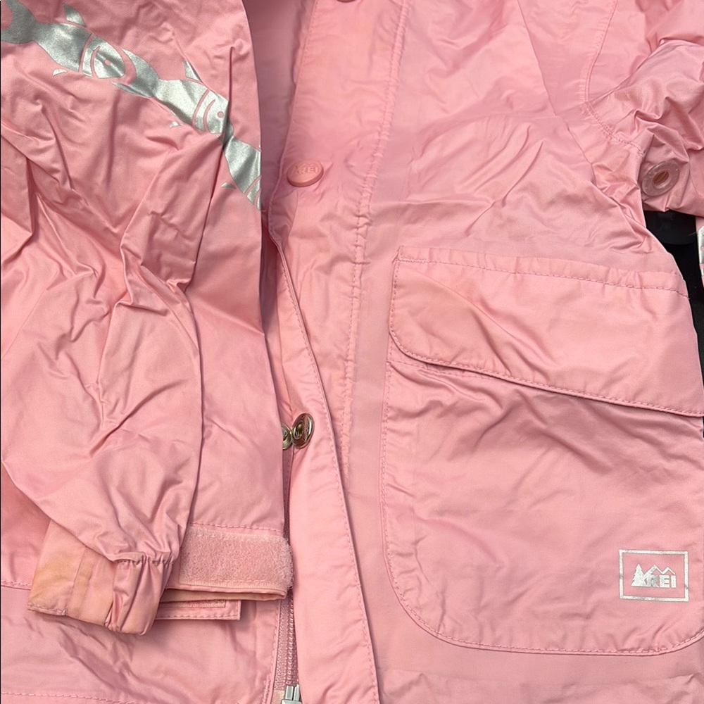 REI Rain Jacket & Rain Pants Set - Pink with Fish Details Size 3T - Picture 2 of 12